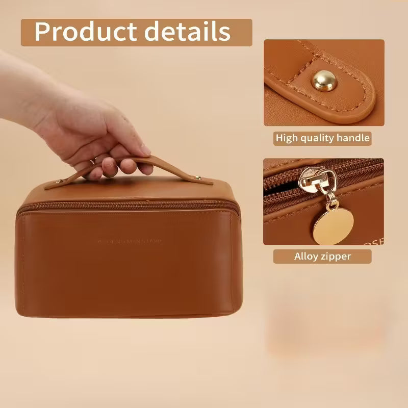 PU Leather Large Capacity Travel Cosmetic Bag Waterproof Portable Pouch