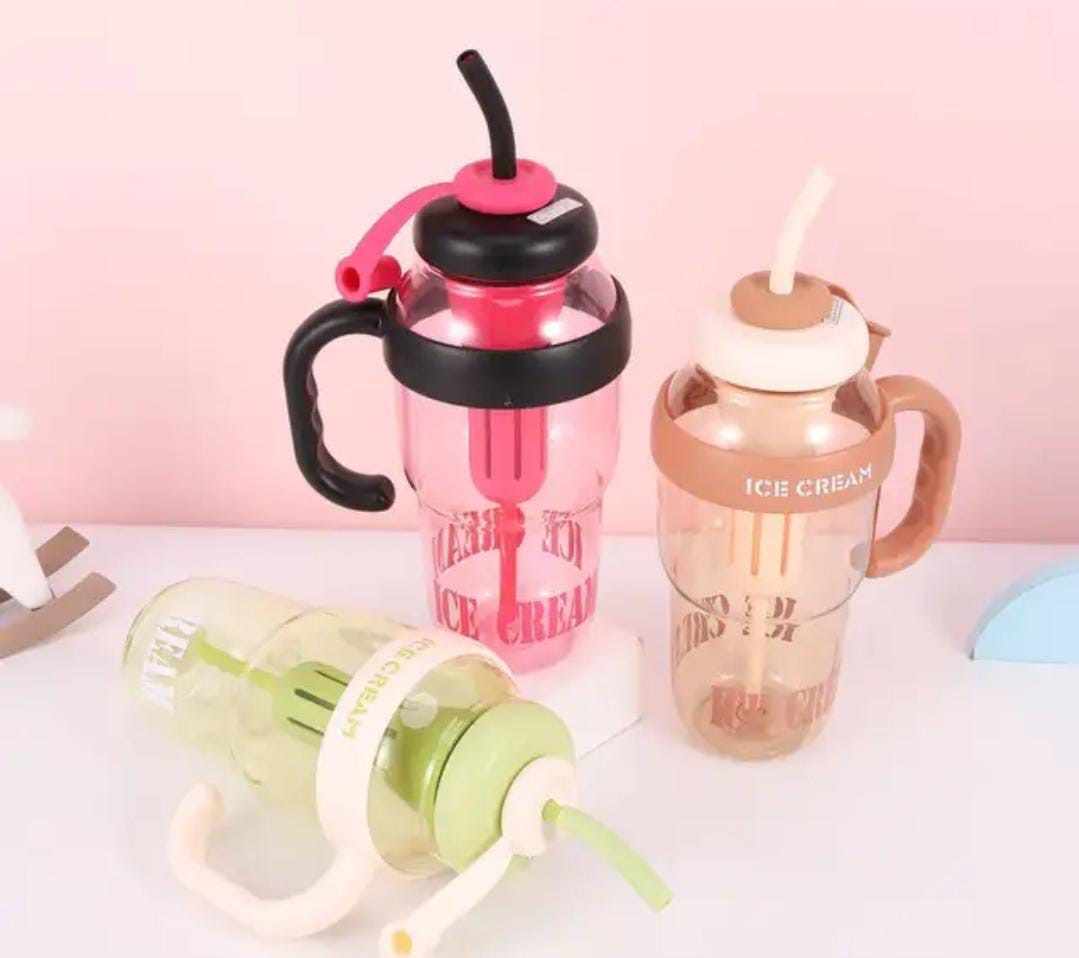 1300ml Colorful Ice Tumbler with Straw  Large Capacity  with Handle