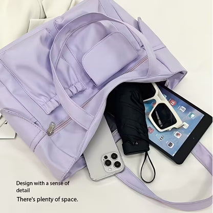 Women'S Shoulder Handbag Tote, Casual and Everyday Carry, Multi Pocket Lightweight Nylon Bag