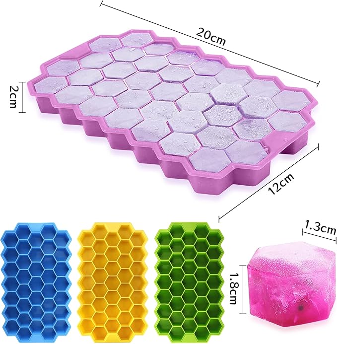 37 Slots Honeycomb Desigen Silicone Ice Cubes Tray