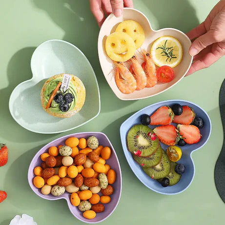 8pcs Heart Shaped Multi-Coloured Snack Plates For Kidz HEART SHAPE 8 PLATE WITH STAND
