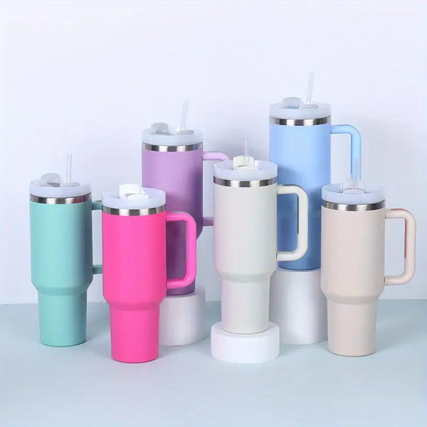 40oz Stainless Steel  Tumbler with Handle Lid Straw