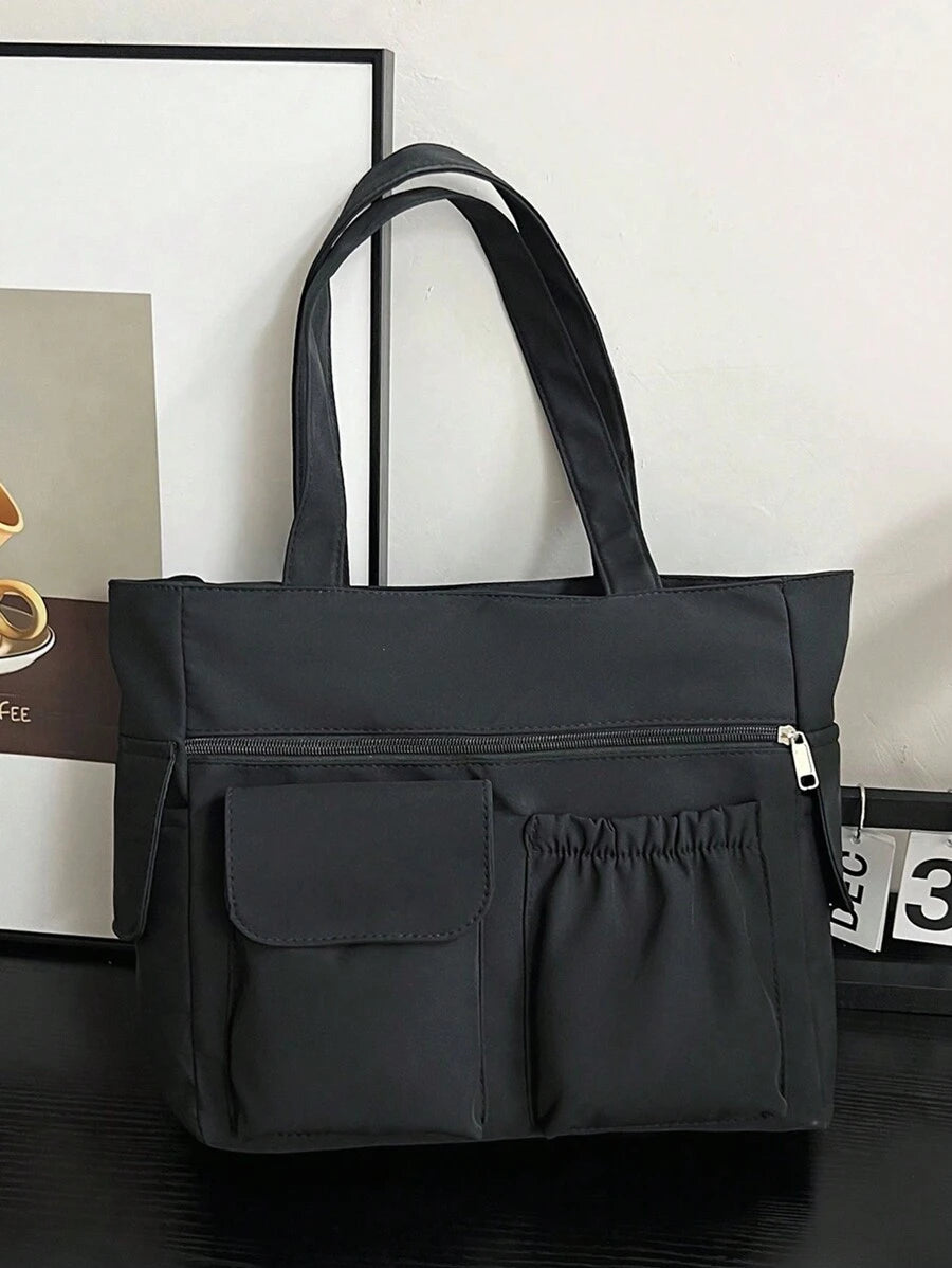 Women'S Shoulder Handbag Tote, Casual and Everyday Carry, Multi Pocket Lightweight Nylon Bag