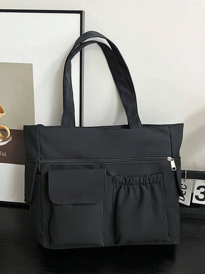 Women'S Shoulder Handbag Tote, Casual and Everyday Carry, Multi Pocket Lightweight Nylon Bag