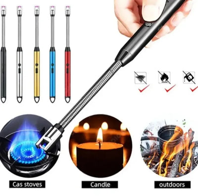 Light Arc, Electric Lighter, USB Rechargeable Electric LED Display Stick Lighter with Long Flexible Neck Suitable for Kitchen,  (Multiple Colors)