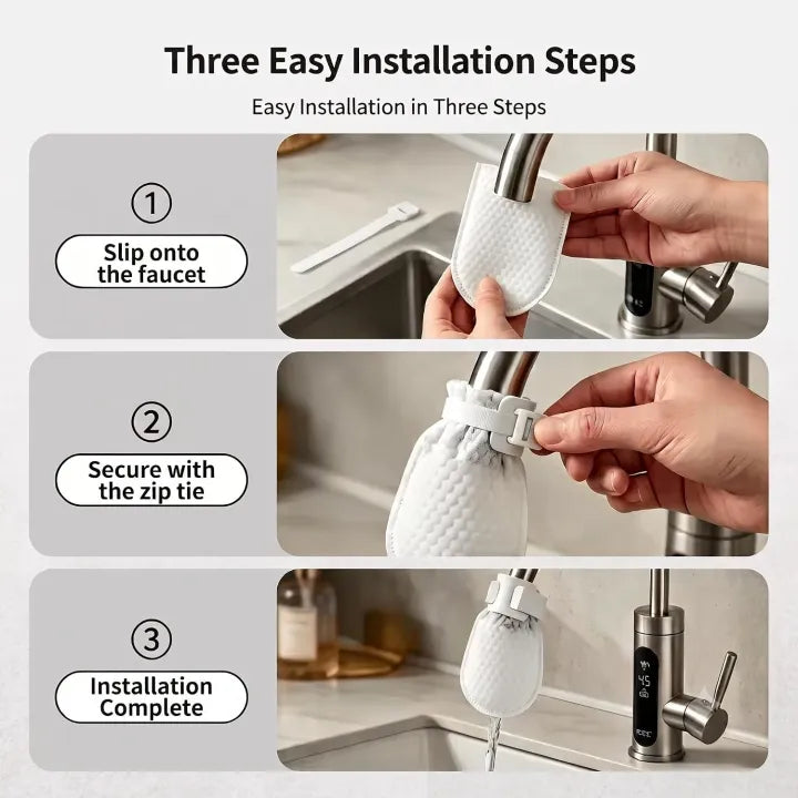 Universal Tap Water Filter Reusable Cotton Faucet Filter Bags for Kitchen & Bathroom