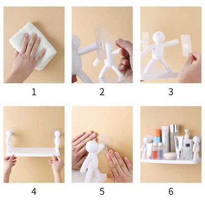 Wall Mounted bathroom shelf organizer Black & white