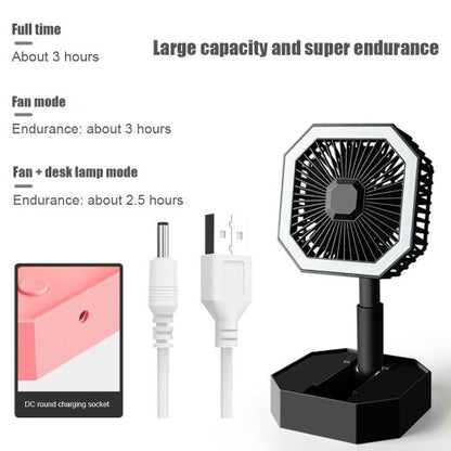 Portable Foldable Mini Fan With Led Light Rechargeable Adjustable Height Angle Usb Fan For Travel Office Home