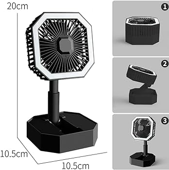 Portable Foldable Mini Fan With Led Light Rechargeable Adjustable Height Angle Usb Fan For Travel Office Home