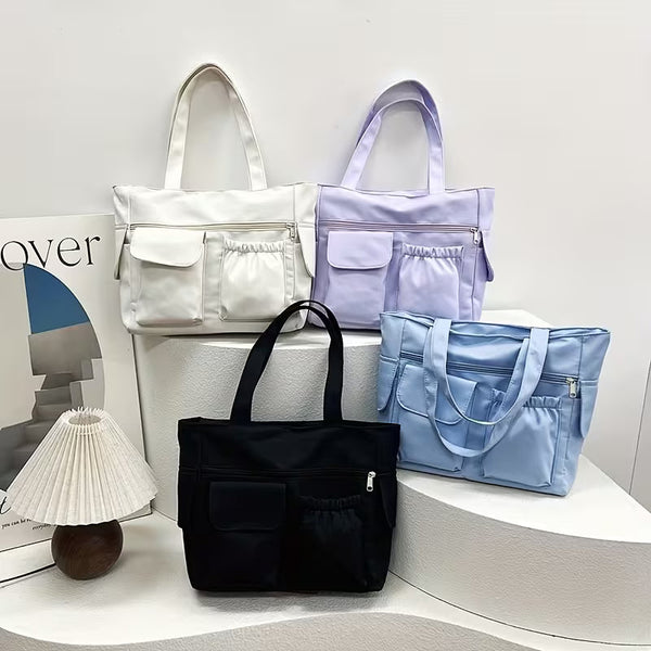 Women'S Shoulder Handbag Tote, Casual and Everyday Carry, Multi Pocket Lightweight Nylon Bag