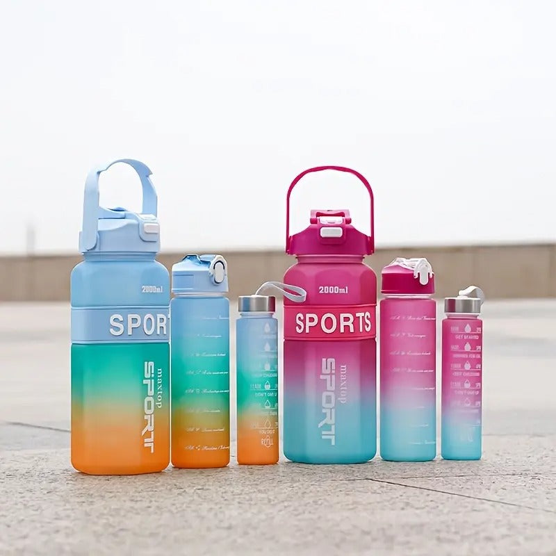 (Set of 3)  Motivational Sport Water Bottle 2000ML/900ML/300ML