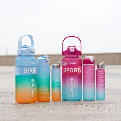 (Set of 3)  Motivational Sport Water Bottle 2000ML/900ML/300ML