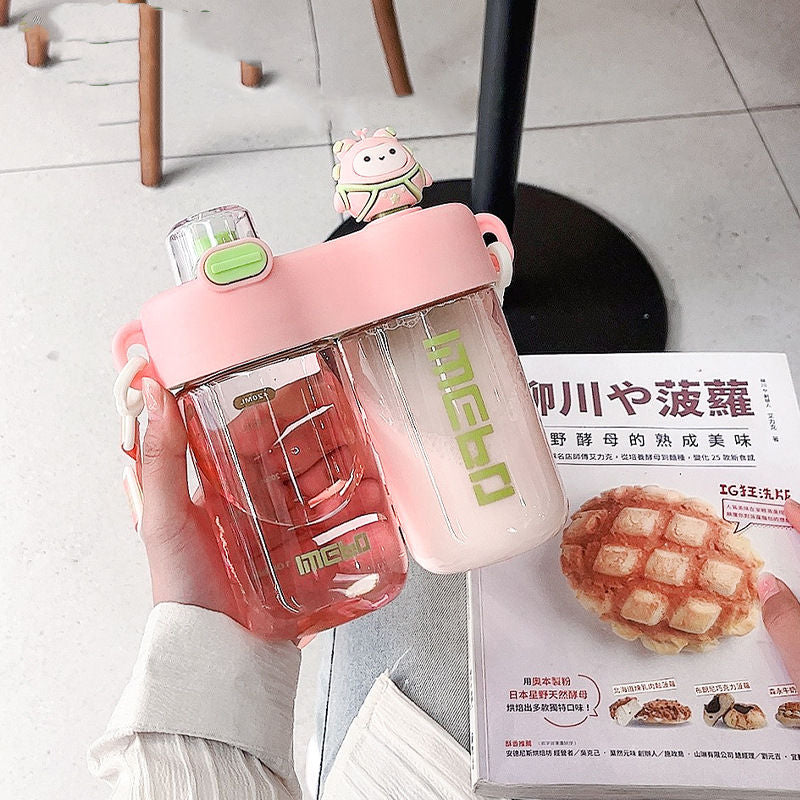 840ML Twin Compartment WaterBottle For Outdoor With Strap