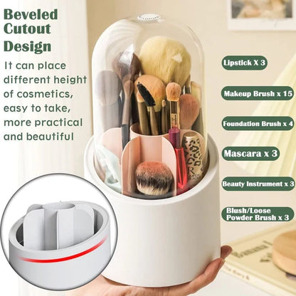 360° Rotating Makeup Brush Holder – Cosmetic Organizer Storage Box