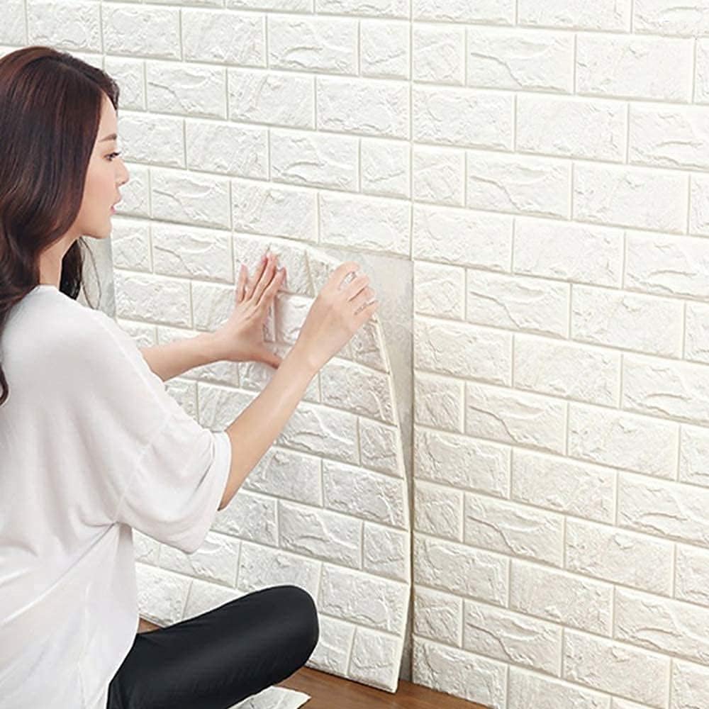 3D Wallpaper Wall Panels Stone Look Self-Adhesive Foam Waterproof Wall Wallpaper Foam for Bedroom Bathroom Living Room