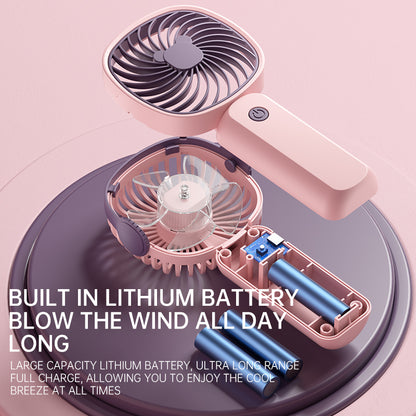 Portable USB Rechargeable Mini Fan with Phone Holder | Fast Charging Handheld Travel & Office Fan