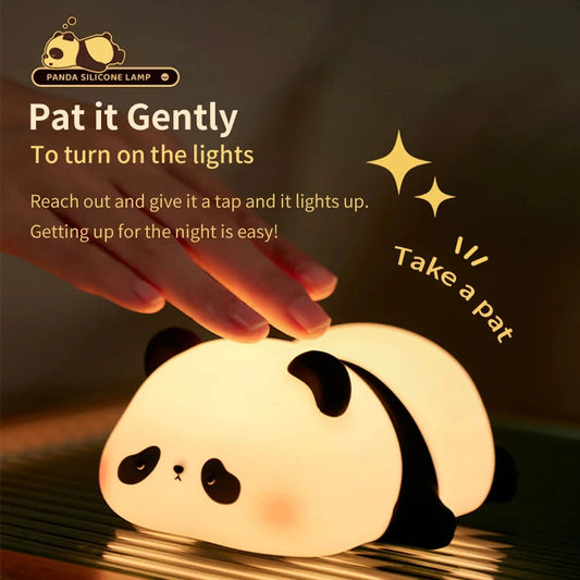 Cute Panda Night Lamp | Soft Squishy Silicone LED Light for Bedroom, Kids & Gift