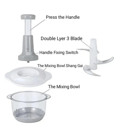 1500ML – Hand Chopper Machine  – Manual Vegetable Cutter & Food Processor