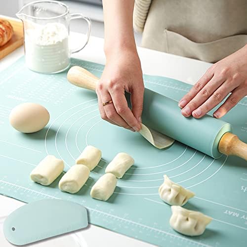 Non-Stick Silicone Dough Rolling Mat with Rolling Pin – Heat-Resistant Insulation Pad for Baking & Pastry Prep