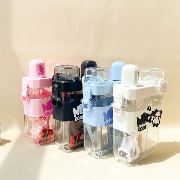 Dual Compartment Water Bottle, 600ml Capacity