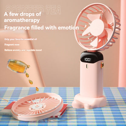 Digital Display Rechargeable 5 Speeds, 90° Ajustable  Portable Handheld Fan