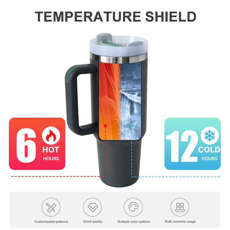 40oz Stainless Steel  Tumbler with Handle Lid Straw