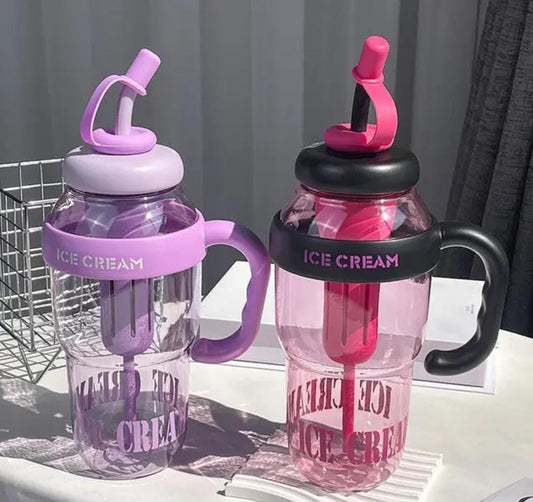 1300ml Colorful Ice Tumbler with Straw  Large Capacity  with Handle
