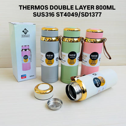 1000ml Vacuum Flask Water Bottle 316 Stainless Steel Rose Gold Lid