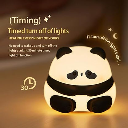 Cute Panda Night Light, Dimmable Nursery Kawaii Lamps for Room Decor, Super Squishy Silicone Night Lamp.