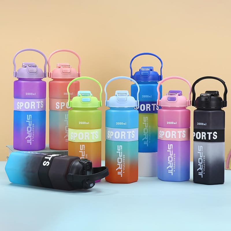 (Set of 3)  Motivational Sport Water Bottle 2000ML/900ML/300ML