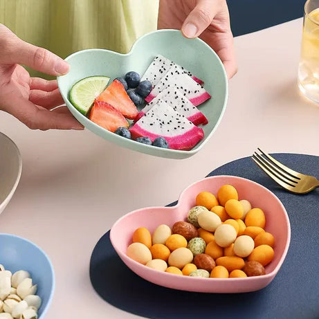 8pcs Heart Shaped Multi-Coloured Snack Plates For Kidz HEART SHAPE 8 PLATE WITH STAND