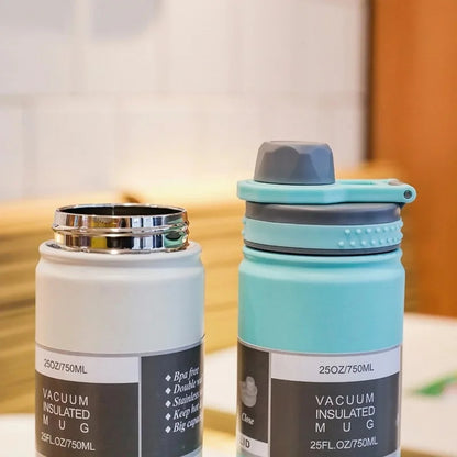 750ML Stainless Steel Outdoor Thermos Bottle Cup Large-Capacity Portable Sports Travel Car Water Cup Kettle Kids Water Bottle