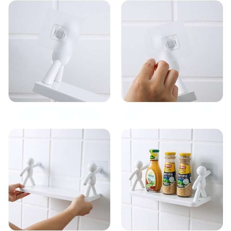 Wall Mounted bathroom shelf organizer Black & white