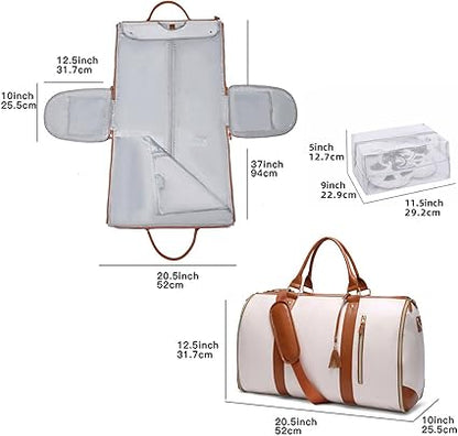 3 in 1 Hanging Suitcase Suit Weekender Travel Bag PU Leather Large Capacity Multifunctional