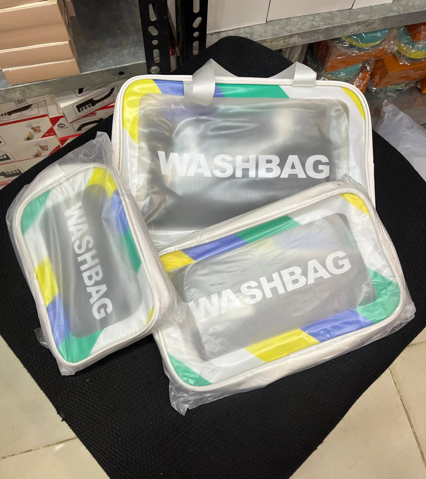 3 PEC PU Leather Transparent Waterproof Makeup Bag for Travel Toiletry Organization
