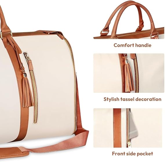 3 in 1 Hanging Suitcase Suit Weekender Travel Bag PU Leather Large Capacity Multifunctional