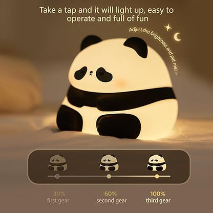 Cute Panda Night Light, Dimmable Nursery Kawaii Lamps for Room Decor, Super Squishy Silicone Night Lamp.