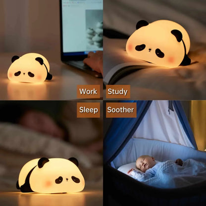 Cute Panda Night Lamp | Soft Squishy Silicone LED Light for Bedroom, Kids & Gift