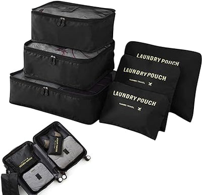 6 in 1 Multi-Functional Secret Pouch Water Resistant Travel Pouch Set with Laundry Bag Undergarments and Cloth Storage Organizer Travelling