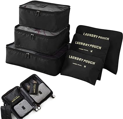 6 in 1 Multi-Functional Secret Pouch Water Resistant Travel Pouch Set with Laundry Bag Undergarments and Cloth Storage Organizer Travelling