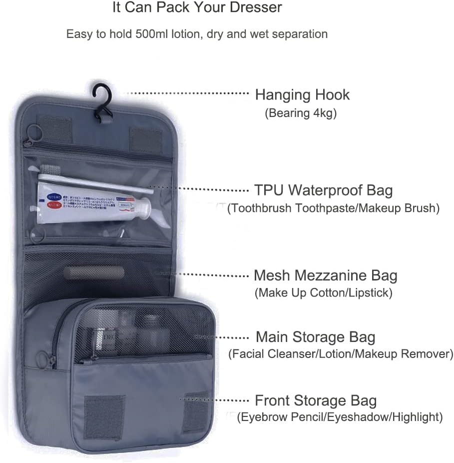 Hanging Travel Toiletry Bag Waterproof Travel Makeup Cosmetic Organizer