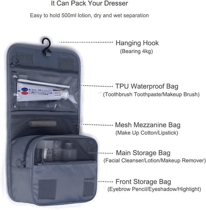 Hanging Travel Toiletry Bag Waterproof Travel Makeup Cosmetic Organizer