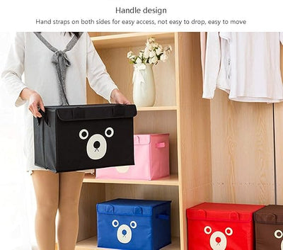 Panda Storage Box, Household Cute Cartoon Children'S Oxford Cloth Folding Storage Box, Toys, Clothes, Dust-Proof Cover Debris Storage