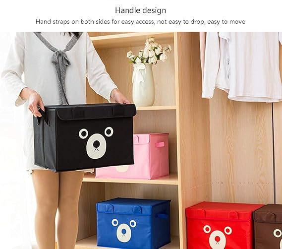 Panda Storage Box, Household Cute Cartoon Children'S Oxford Cloth Folding Storage Box, Toys, Clothes, Dust-Proof Cover Debris Storage
