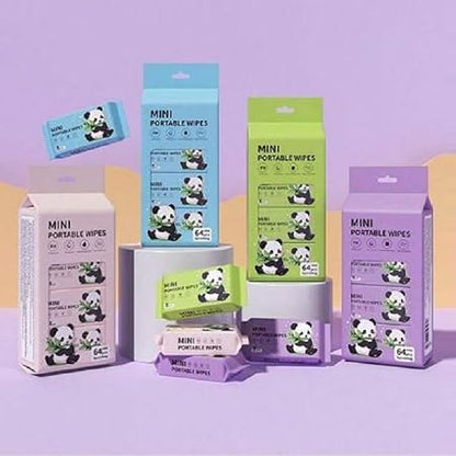 Mini Portable Disposable Baby Wipes For Face And Household Use,(PACK OF 2) Skin Care Wet Tissue Travel Children Adults, Total 64 Wipes In 8 Pouch, (Pack Of 2 Multi Colour)