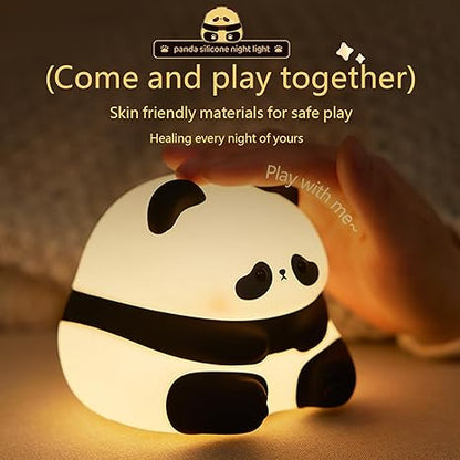 Cute Panda Night Light, Dimmable Nursery Kawaii Lamps for Room Decor, Super Squishy Silicone Night Lamp.