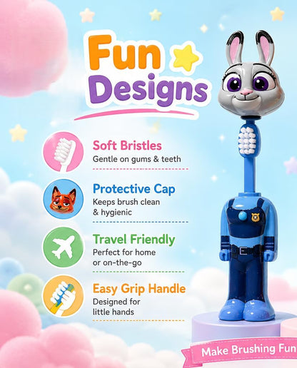 Kids Fun Character Toothbrushes Collection Zootopia, Minecraft & Tom and Jerry Kids Toothbrushes