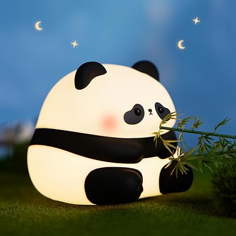 Cute Panda Night Light, Dimmable Nursery Kawaii Lamps for Room Decor, Super Squishy Silicone Night Lamp.