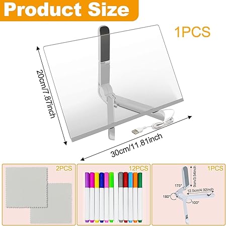 LED Light-Up Acrylic Writing Board – Reusable Wipe-Clean Drawing Board with 7 Markers for Kids & Home Use