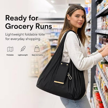 Foldable Keychain Tote Bag with Key Ring